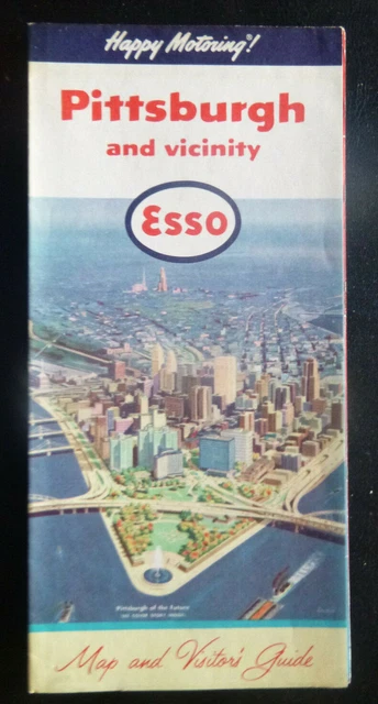 1960 Pittsburg streets map Esso oil Pittsburg cover metro roads