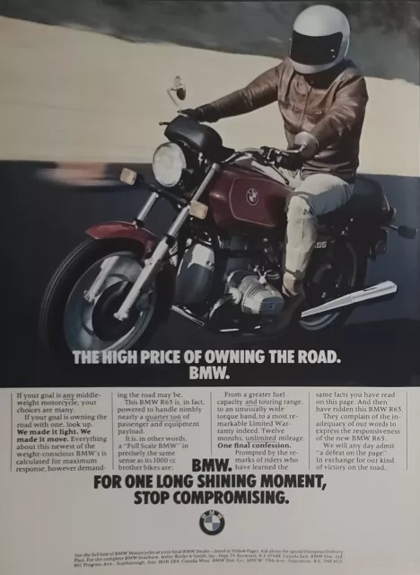1979 BMW R65 Motorcycle Ad Owning the Road