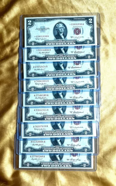 ✯(18) 1953/63 Two Dollar Note Red Seal✯$2 Bills ✯US CURRENCY✯BU GEM✯*Star Notes*