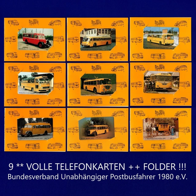 🙂 🙂 9 x! ** SCHEDE TELEFONICHE COMPLETE K SERIE 1-9 carrozza postale omnibus ++ CARTELLA