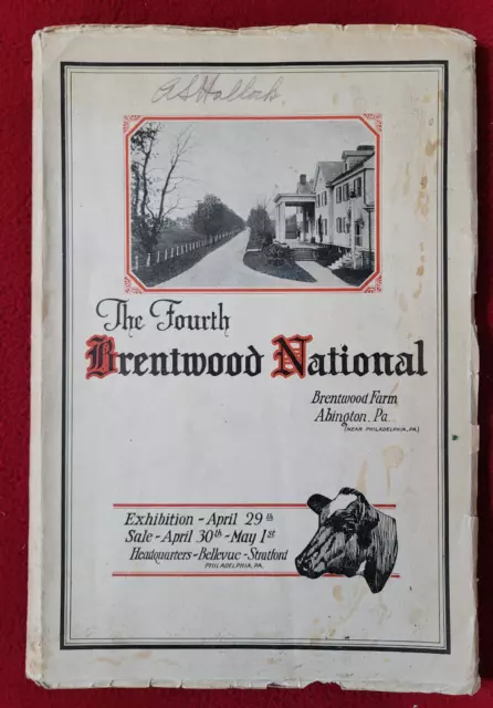 Book: 4th Brentwood National Holstein Sale/ April 29-May 1 1925/ Abington PA