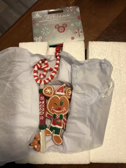 New Mickey Mouse Gingerbread Disney Store Key Sketchbook 2020 Christmas Ornament