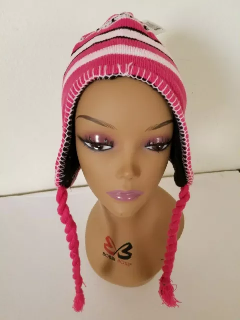 CHULLO CHAPEAU PERUVIAN BEANIE lambeau d'oreille laine synthétique mélangée avec pompom et doublée 3