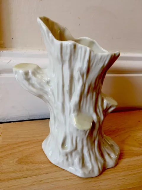 Belleek Ireland Glazed Tree Stump  Vase Irish Celtic Pottery Brown Base Mark