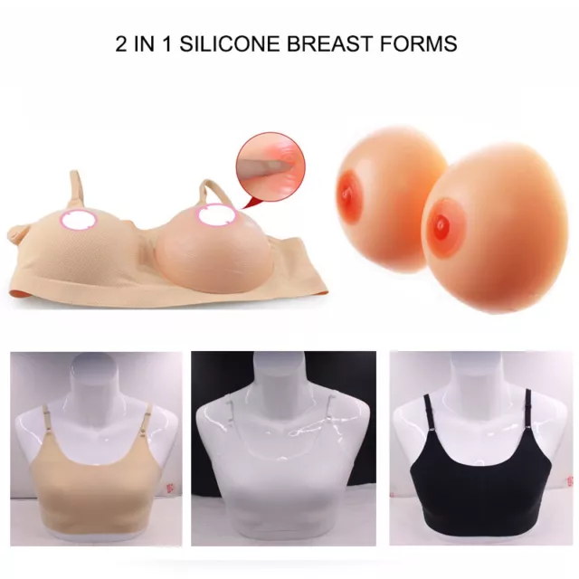 Silicone Breast Forms Fake Boobs with Pocket Bra for Crossdresser Mastectomy