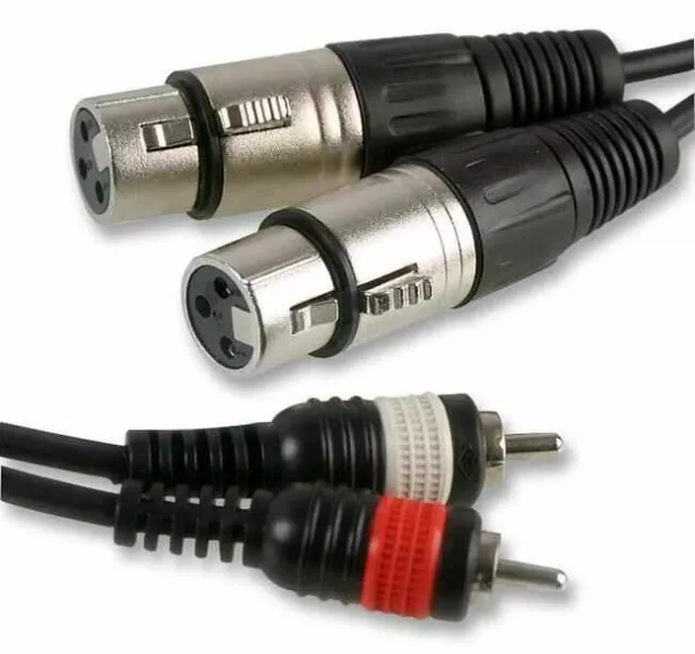 PULSE - 2x 3 Pin XLR Female to 2x Phono (RCA) Male Lead, 6m Black