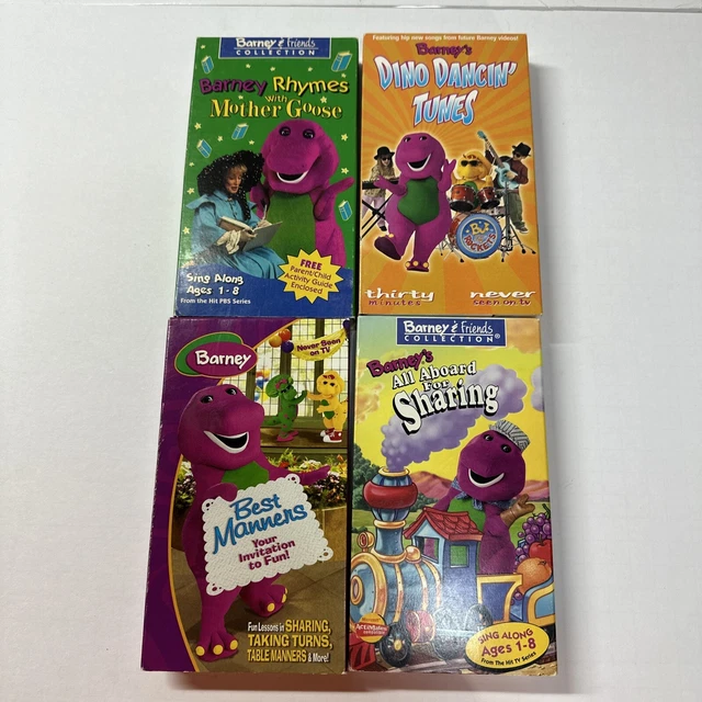 VINTAGE ANTIQUE VHS Lot of 4 WHITE Tapes Barney The Dinosaur