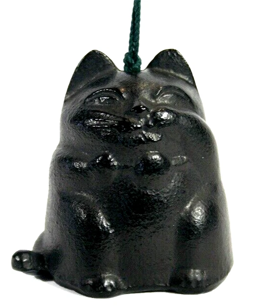 Japanese Traditional NANBU Furin Ironware cat IWATE Natural sound h2.4"