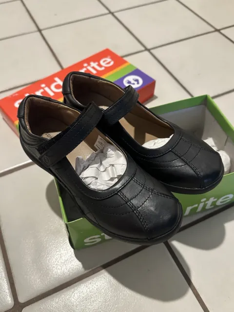 NIB Stride Rite Shoes Youth Sz 2.5M Claire Mary Jane Black Leather Hook & Loop