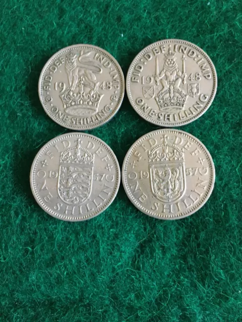 4 Shillings George V1 and Elizabeth 11.  Scottish and English