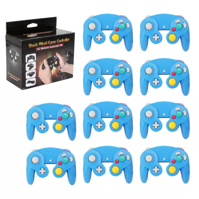 Wholesale Lot of 10 GameCube 6' LIGHT BLUE CLASSIC Rumble Controller Hexir New