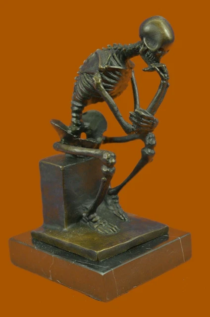 Rodin `S Thinking Hombre el Pensador Esqueleto Calavera Huesos Estatua Art Decor