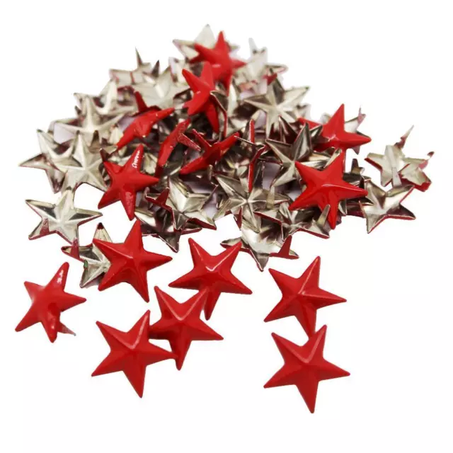 50 Pieces DIY Red Star Rivets Studs Alloy Decorative Buttons