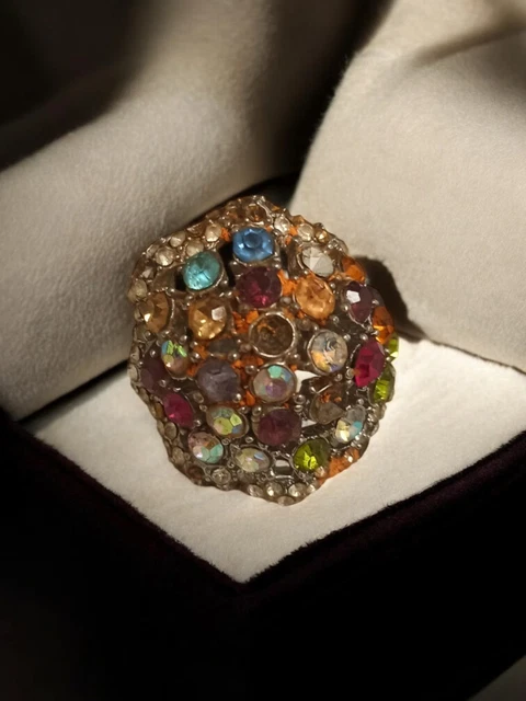 Bague rhodié argent taille 55 cabochon cœur topaze à facettes bijou