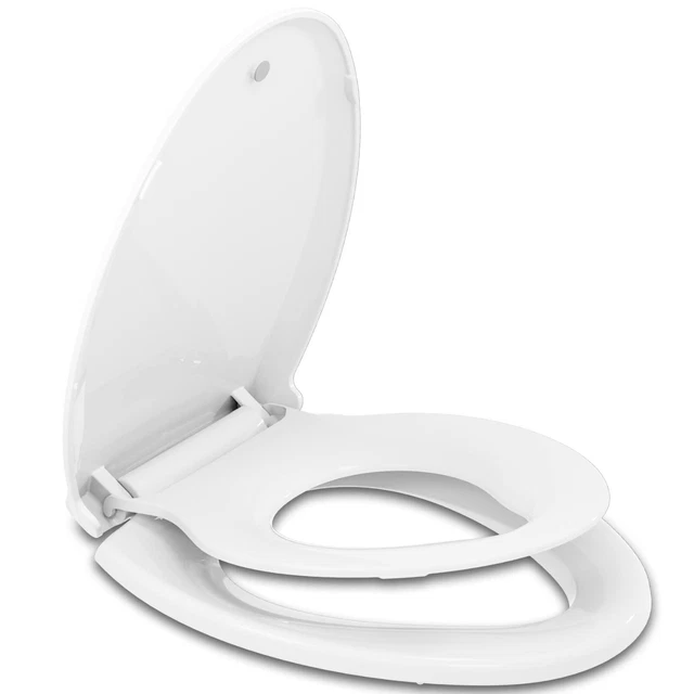 ELONGATED TOILET SEAT with Builtin Potty Training Kid