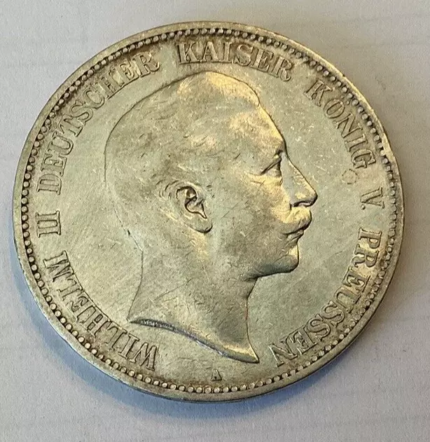 1903 GERMAN States Prussia Large Silver Coin WILHELM II KAISER KONIG Funf 5 MARK