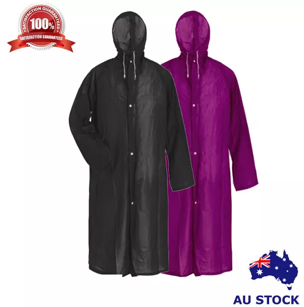 Raincoat Waterproof Rain Jacket Outdoor Womens Mens Hooded Long Length Unisex