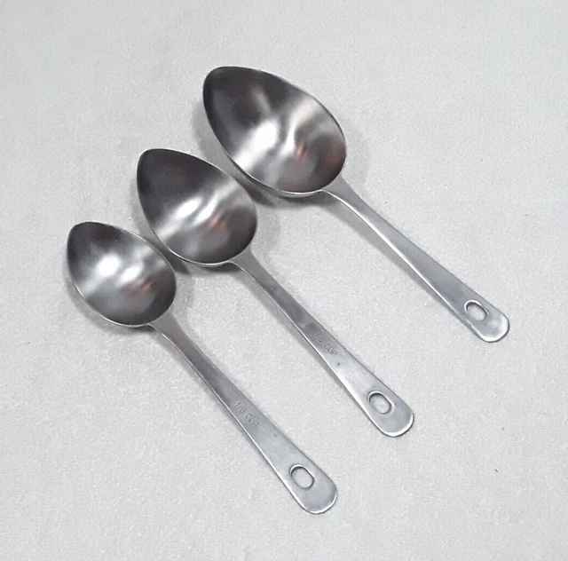 AMCO Muffin Measuring Spoons 18/8 Stainless 1/2 Cup Mega - 1/4 Medium  -1/8 Mini