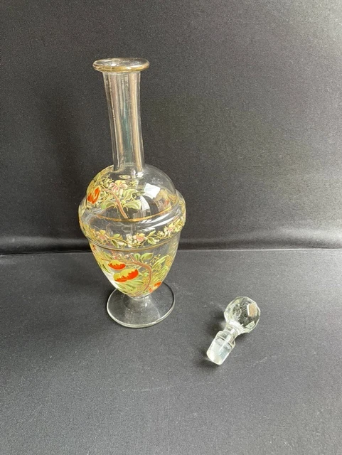 Ancienne carafe emaillee LEGRAS décor floral art nouveau 6