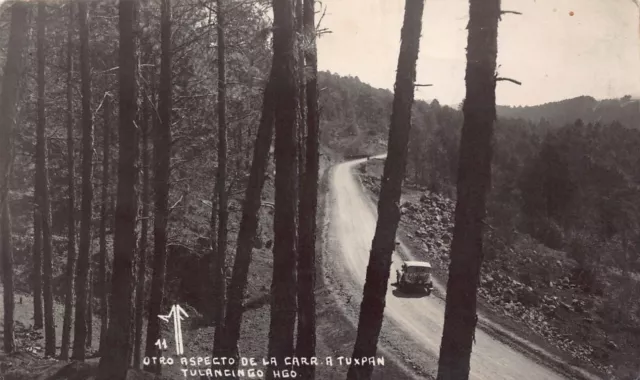RPPC Tulancingo Hidalgo Mexico Highway Tuxpan 1940s Car Photo Vtg Postcard B37