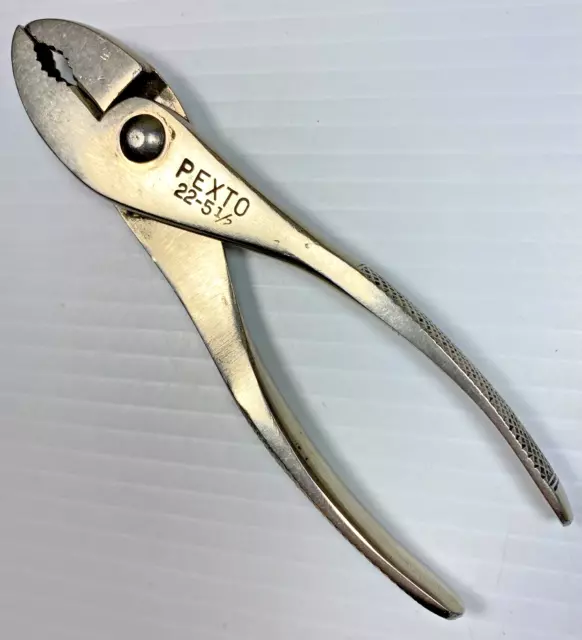 Rare Vintage Peck Stow & Wilcox Co. "PEXTO" 22-5-1/2 Slip Joint Pliers w/Cutters