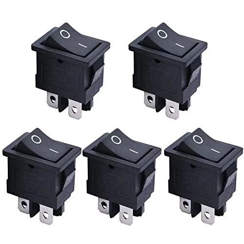 5pcs Snap-in DPST Rocker Switch Toggle Power ON-OFF Switch 4 Pin Black ON-OFF