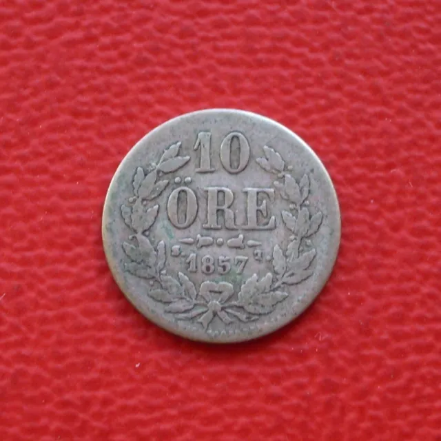10 Öresund Sweden 1857 S / vf / Oscar I / Silver / Km# 683