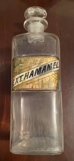 Exthamamel Antique Reverse Glass Label Apothecary Drug Store Medicine Jar Bottle