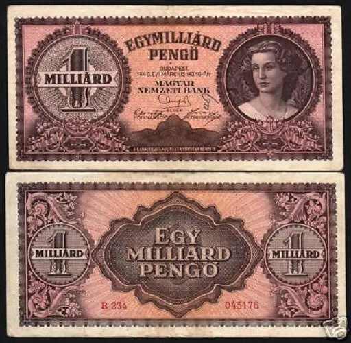 HUNGARY 1 000 000 000 Pengo P-125 1946 1 Milliard GERMANY REICH Hungarian NOTE