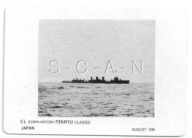 WWII Double Sided Recognition Photo Card- Japan- Light Cruiser- CL Tenryu- 1944