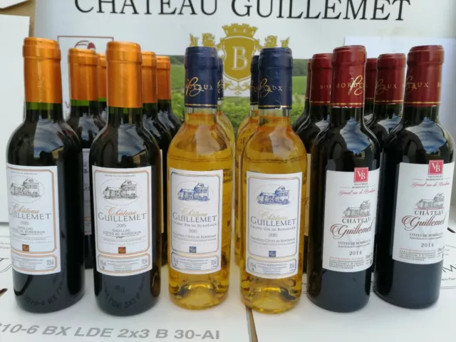 Vin de Bordeaux lot 18 bouteilles de 37.5cl Chateau Guillemet direct producteur