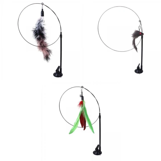 Jouets en plumes de bâton de chat drôles de 3 pièces avec jouet d'exercice de