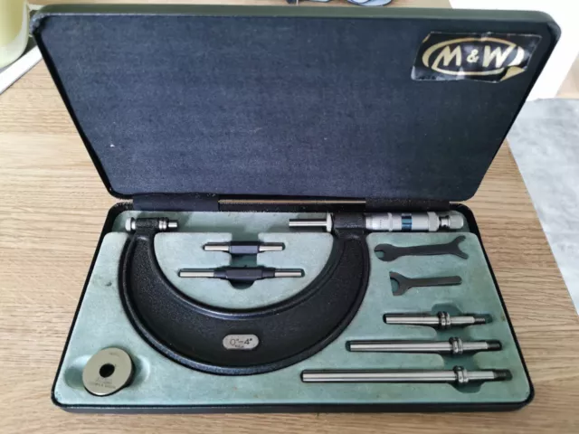 Vintage Moore Wright No 941x 0"-4" Micrometer In Original Box