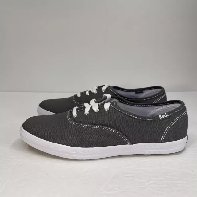 Keds Shoes Women's 7.5 Gray Champion Canvas Lace Up Wide Sneaker NEW $60