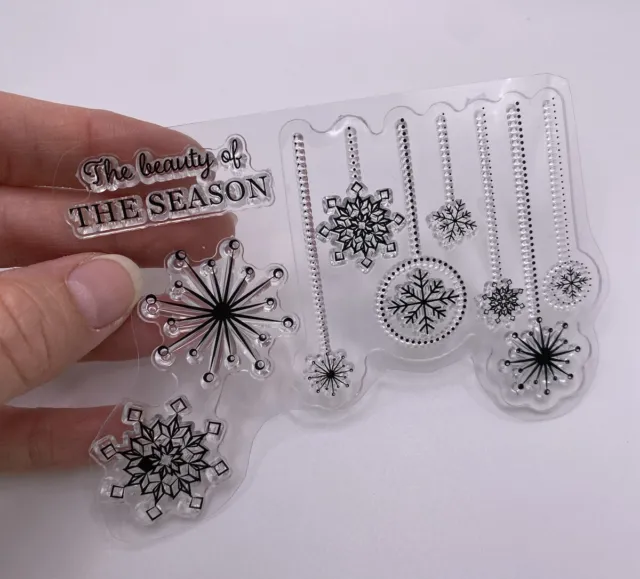 Christmas Rubber Stamp (No Block) Scrapbook Card Making Xmas Snowflake Baubles