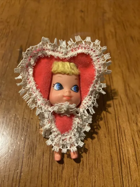 Vintage Liddle Kiddles Valentine Pin Little Luvvy Duvvy Doll Heart Shaped Hat