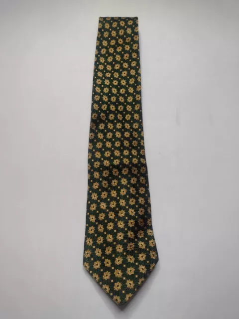 Hugo Boss Men's Neck Tie Necktie Silk Green Gold Geometric Italy B12