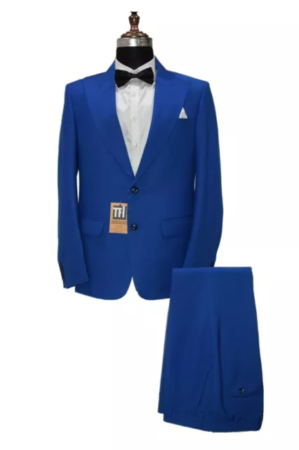 Men Blue Suits Stylish One Button Designer Grooms Wedding Dinner Suit  Coat+Pants