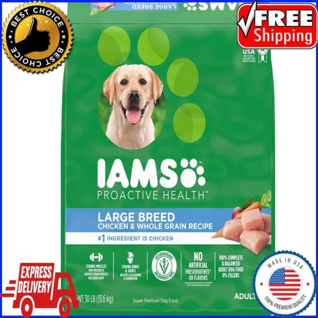 Iams Adult Large Breed Real Chicken High Protein Dry Dog Food 30 Lb bag