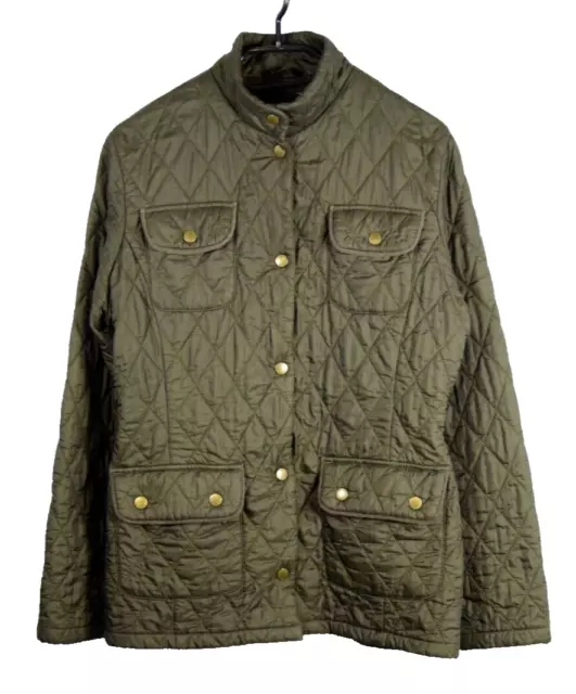 BARBOUR womens Utility Flyweight Quilt JACKET | Olive green | Size 12/38 | Snaps