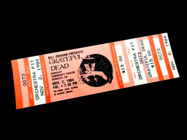 Grateful Dead Ticket Berkeley Community Theatre BCT 11/2/84 11/2/1984 Shakedown