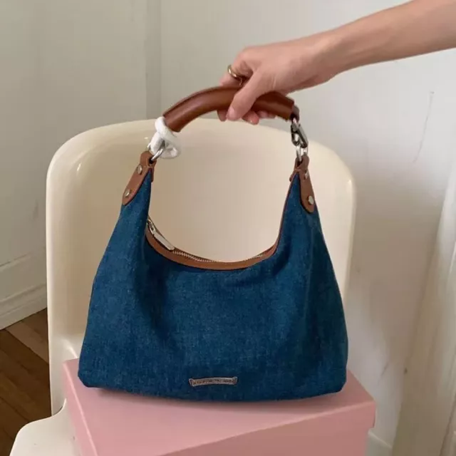 Blue Handbag Large Capacity Tote Bag Exquisite Underarm Bag