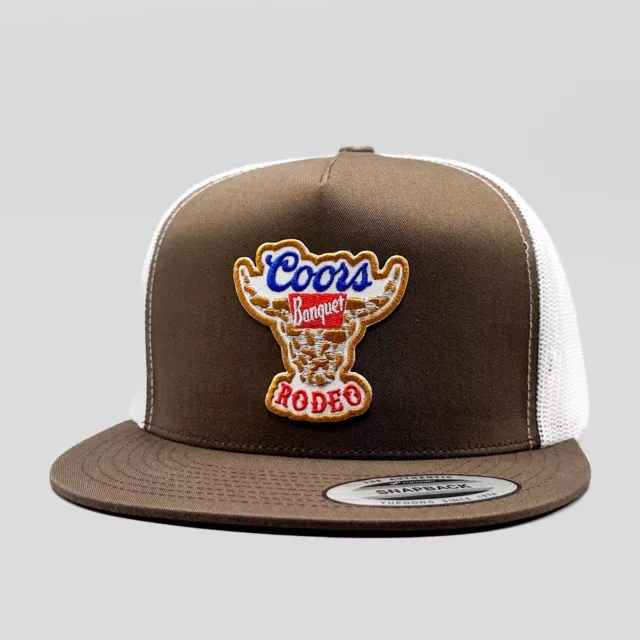 COORS RODEO TRUCKER Hat, Retro Patch on Brown Yupoong 6006 Snapback $39 ...