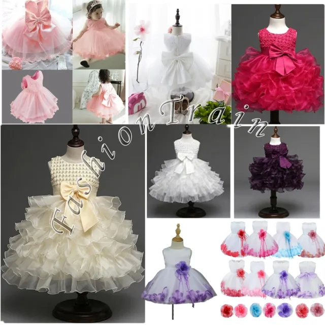 Toddler Kids Baby Girl Princess Dress Wedding Party Flower Tulle Lace Tutu Dress