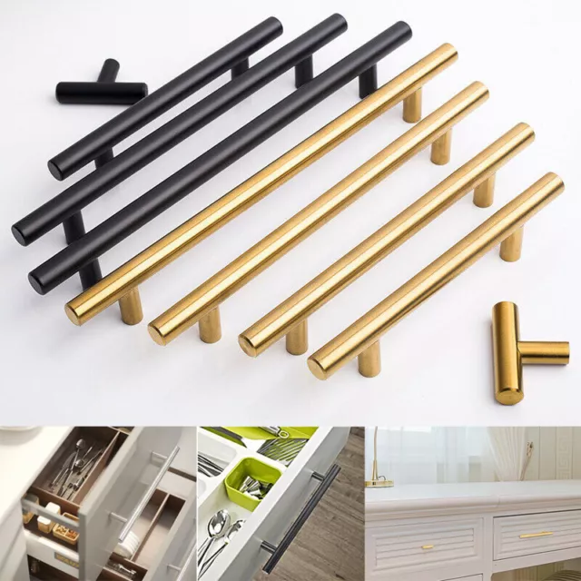 Stainless Steel Kitchen Cabinet Handles Cupboard Drawer Door Pulls Knobs T Bar