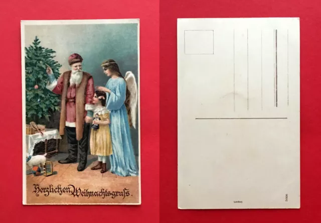 Künstler Glückwunsch AK WEIHNACHTEN um 1930 Weihnachtsmann Engel und Kind( 56684