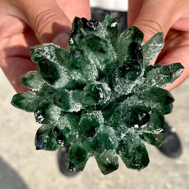 348G New Find Green Phantom Quartz Crystal Cluster Mineral Specimen Healing 3