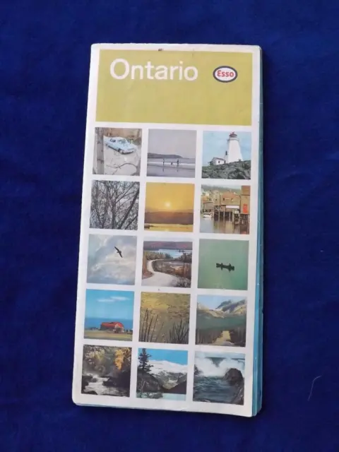 Road Map Ontario Canada 1965 Esso Oil Gas Service Station Advertising