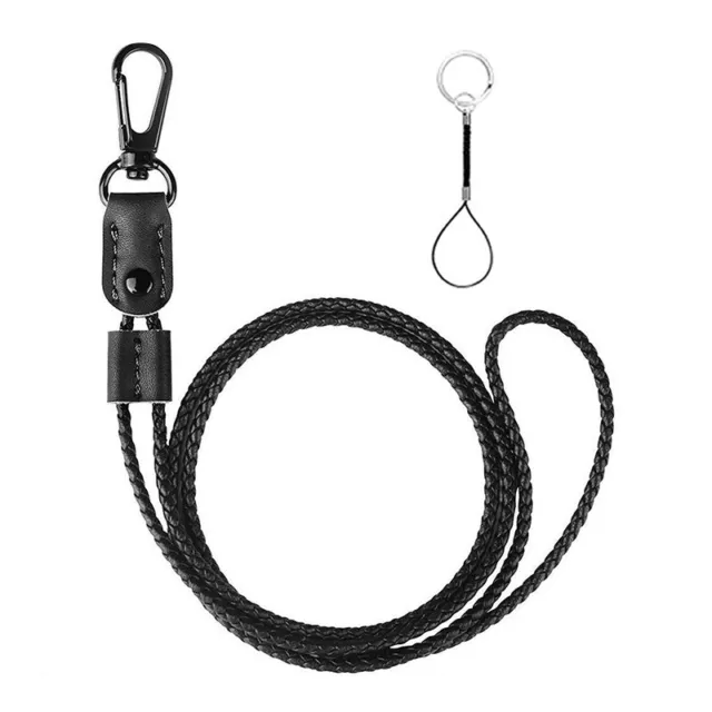 Durable Braided PU Neck Lanyard Leather Key Chain ID badge Holder With Clip~