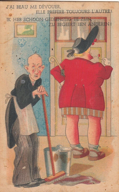Carte postale ancienne postcard HUMORISTIQUE HUMOUR j'ai beau me dévouer